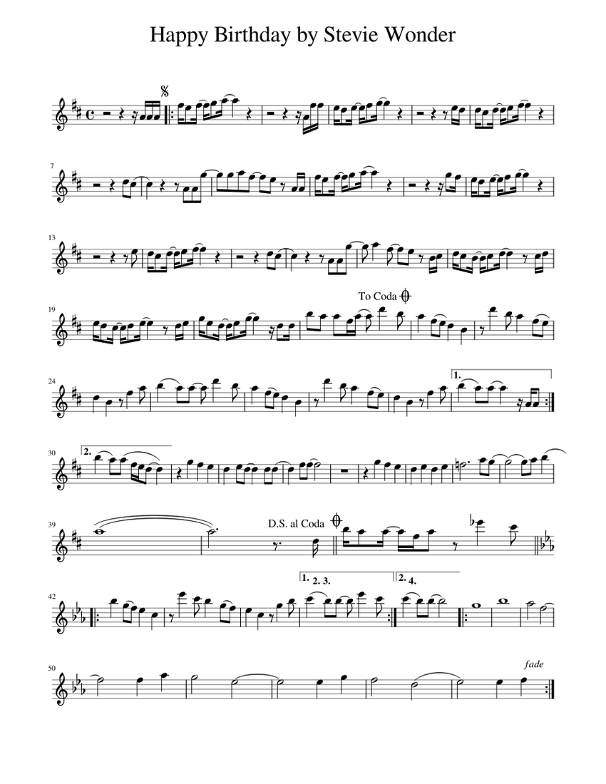 Happy birthday stevie wonder happy birthday by stevie wonder sheet