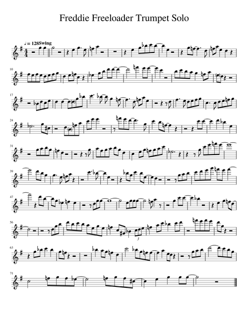Freddie Freeloader Trumpet Solo For Alto Saxophone