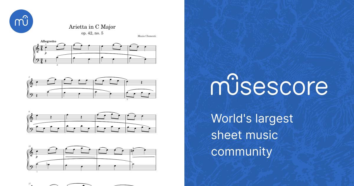 Arietta in C Major, op. 42, no. 5 – Muzio Clementi Sheet Music for ...