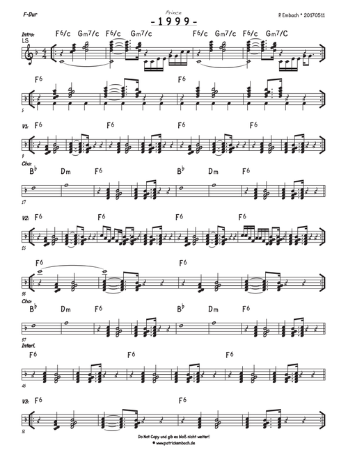 1999 (Arr. P. Embach) - Prince (Lead Sheet - Fake Book)
