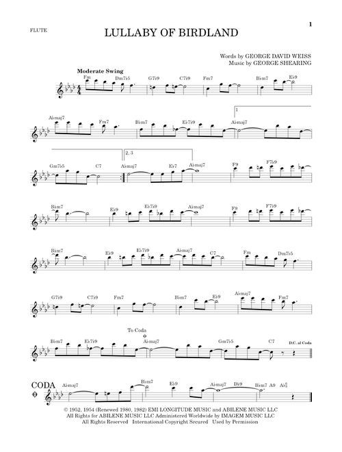 Lullaby Of Birdland - George David Weiss (Flute Solo)