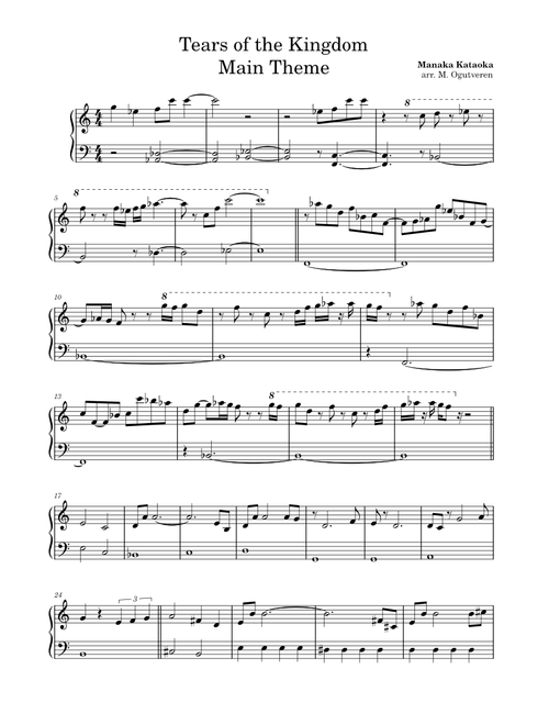 The Legend of Zelda: Tears of the Kingdom - Main Theme – Manaka Kataoka Tears of the Kingdom Piano Theme Easy