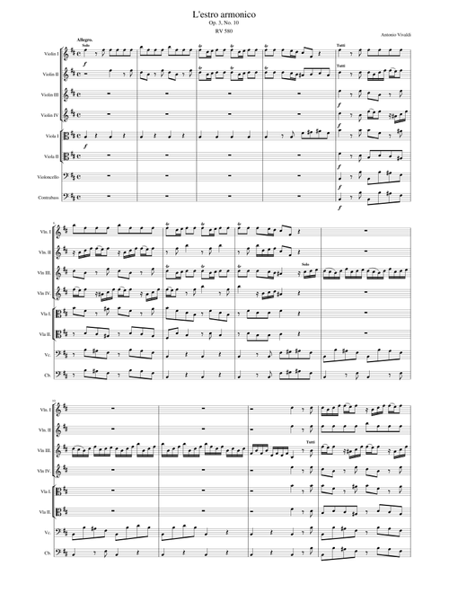 Vivaldi - L'estro armonico, Op. 3, No. 10 in B Minor, RV 580, I. Allegro