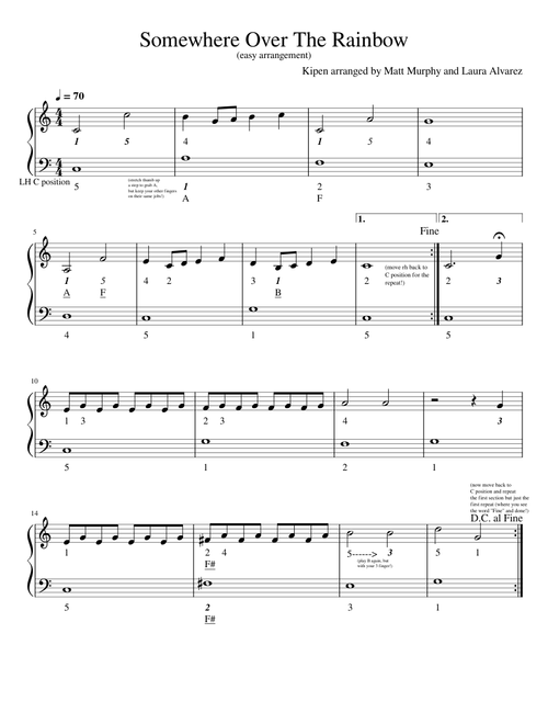 Somewhere Over The Rainbow - Very Easy Arrangement