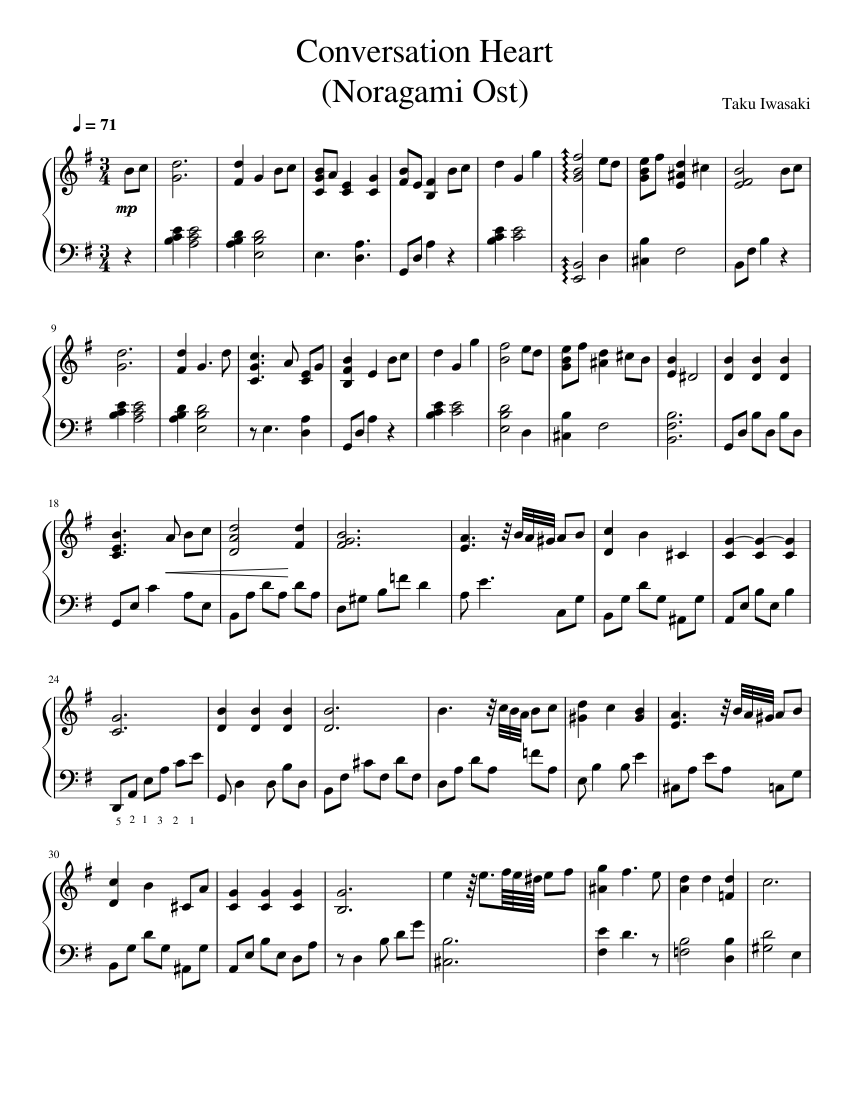 Conversation Heart – Iwasaki Taku Sheet Music for Piano (Solo