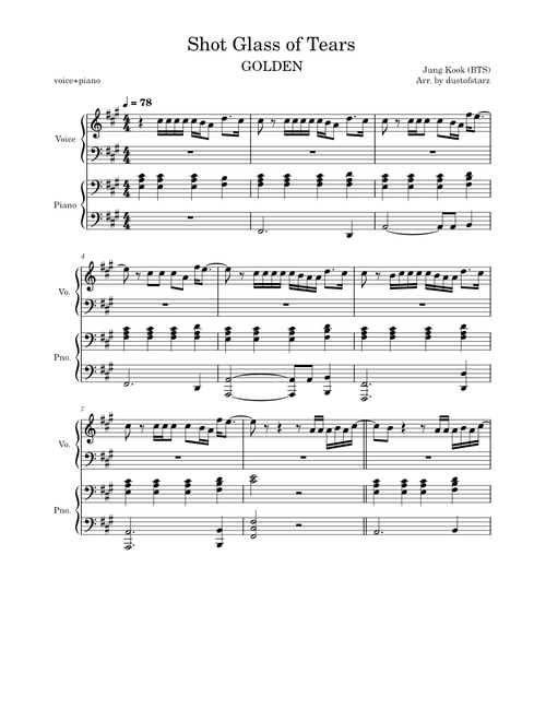 Shot Glass of Tears – BTS Jungkook (vocal+piano)