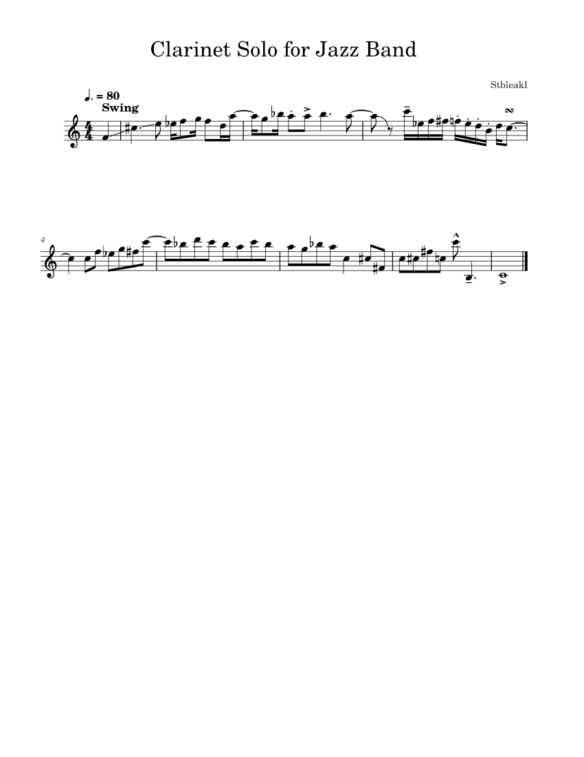 Clarinet Solo for Jazz Band Sheet Music for Clarinet in b-flat (Solo ...