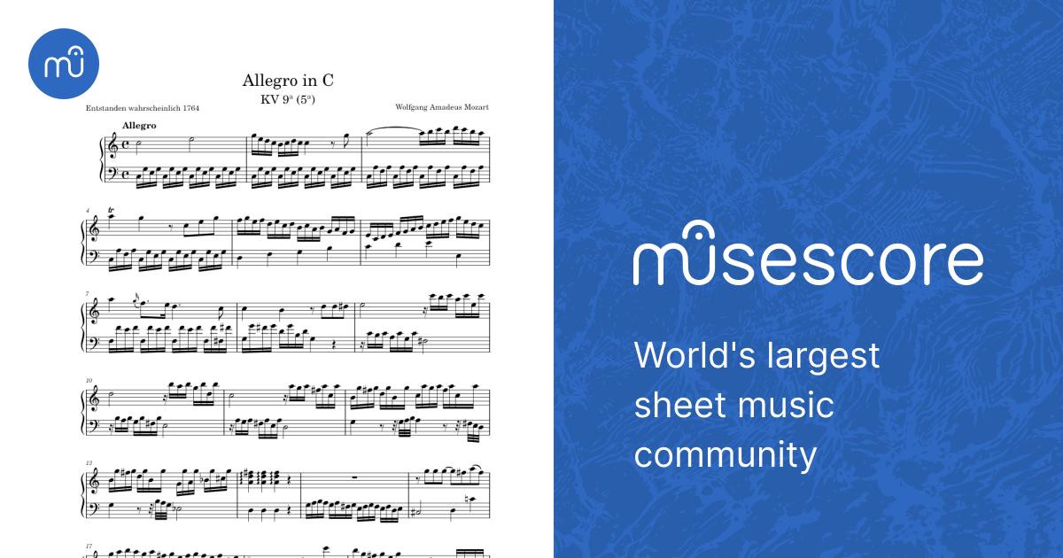 Allegro in C major, K.9a/5a – Wolfgang Amadeus Mozart Sheet Music for ...