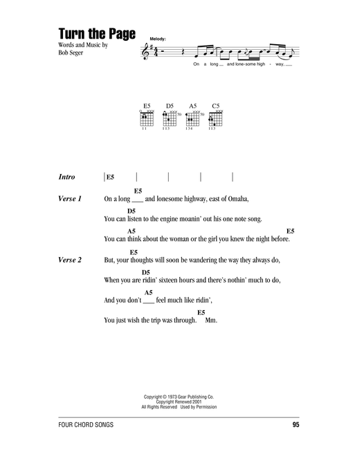 Turn The Page - Bob Seger (Guitar Chords-Lyrics)