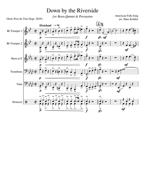 Down by the Riverside - American Folk, arr. Hans Kolditz (Brass Quintet + Perc.)
