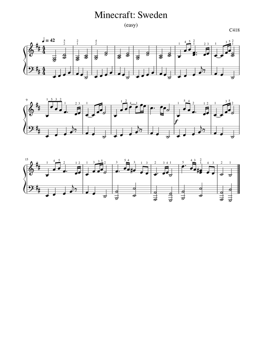 Minecraft sweden piano cheap