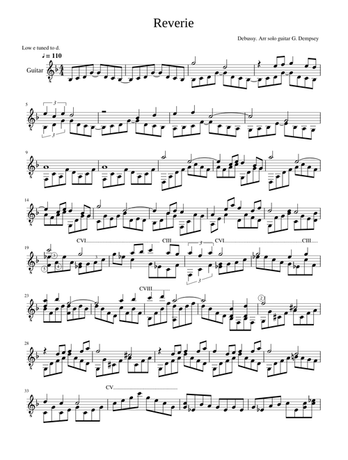 Reverie by Debussy. Arr. solo guitar G. Dempsey