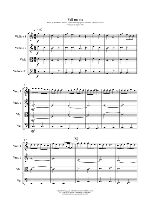 Fall On Me (Arr. Rafael Brito) - Andrea Bocelli (String Ensemble)