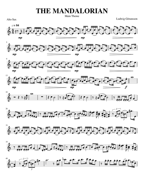 Mandalorian Theme for Alto Sax