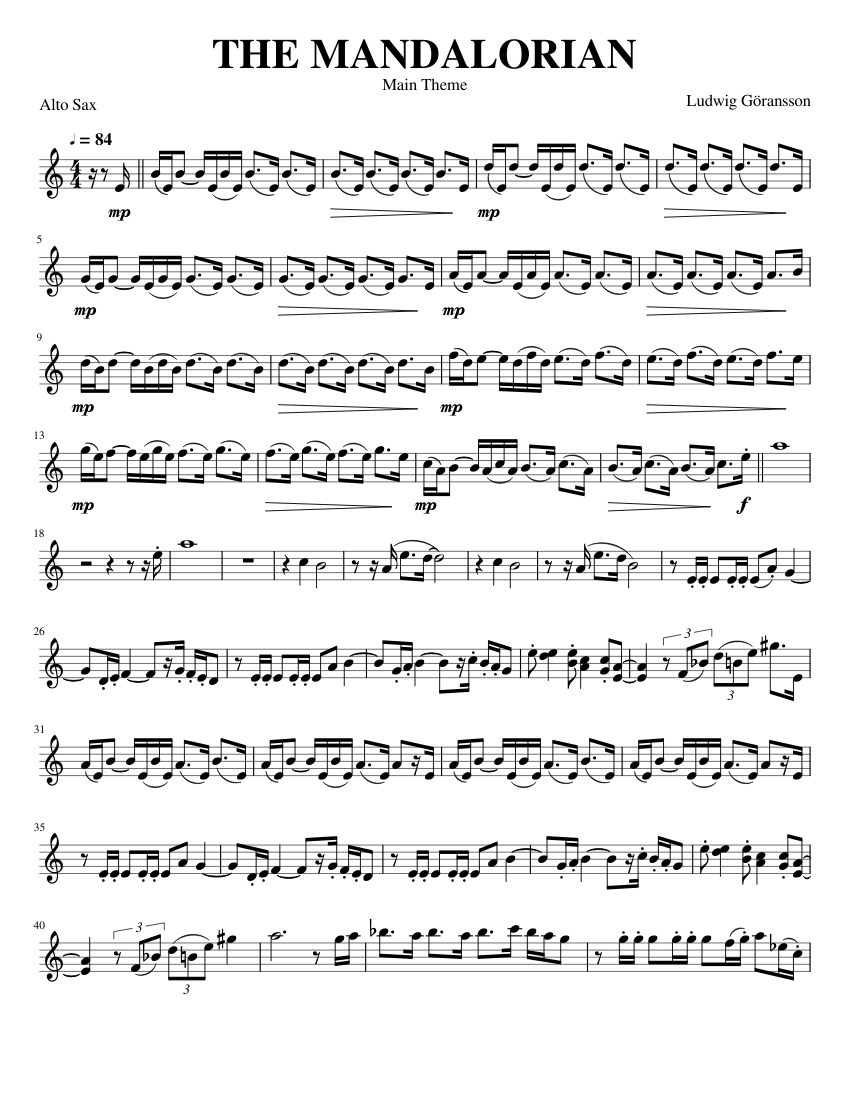 Star wars theme alto sax top