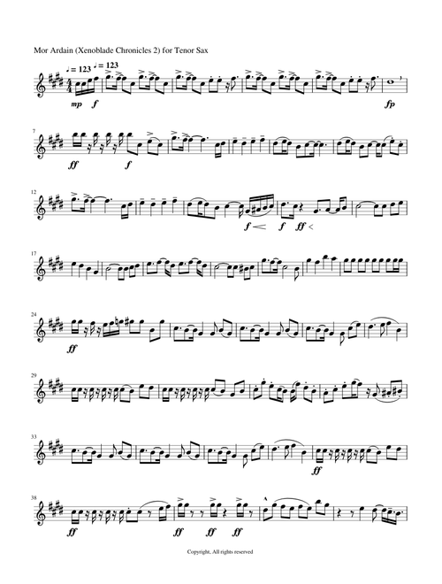 Mor Ardain (Xenoblade Chronicles 2) for Tenor Sax