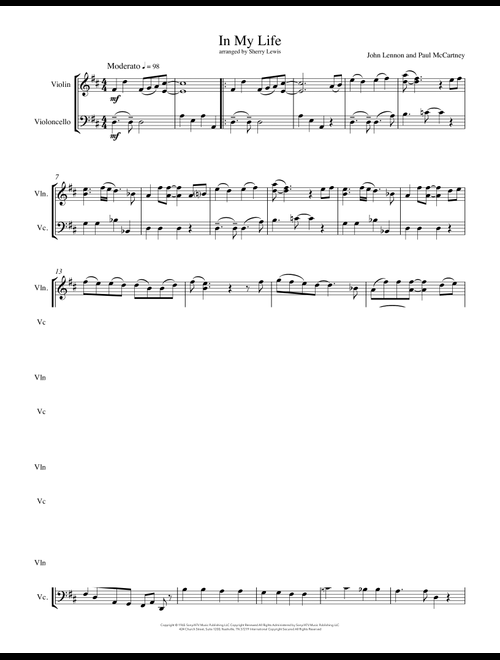 In My Life (Arr. Sherry Lewis) - The Beatles (Instrumental Duet)