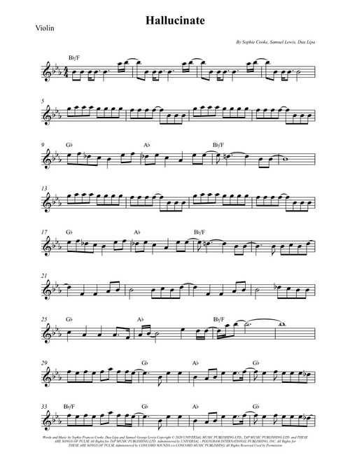 Hallucinate (Arr. Wesley S. SIlva) - Dua Lipa (Violin Solo)