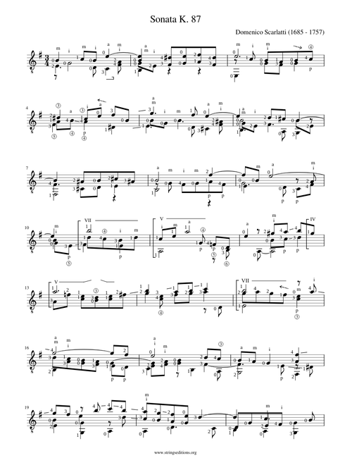 Keyboard Sonata in B minor, K.87 – Domenico Scarlatti – guitar version in E minor