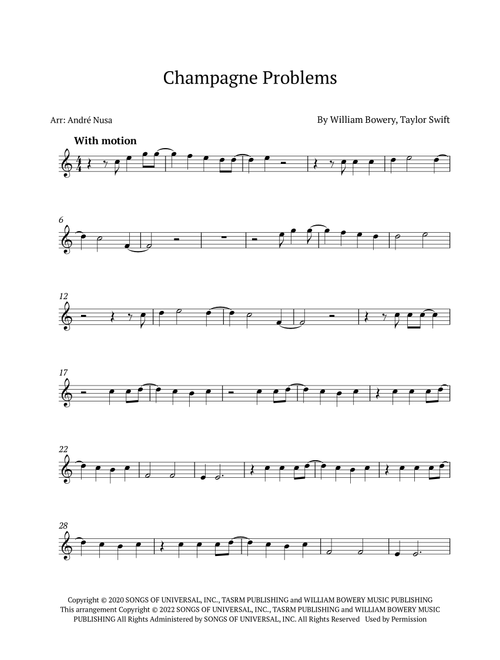 Champagne Problems (Arr. André Nusa) - Taylor Swift (Flute Solo)