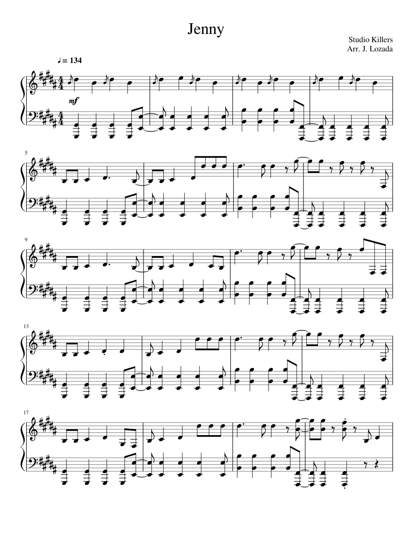 Jenny Sheet music for Piano (Solo) 