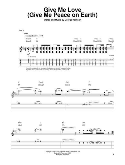 Give Me Love (Give Me Peace On Earth) - George Harrison (Guitar Tab Play-Along)