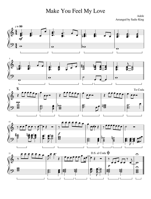 Make You Feel My Love - Adele - Easy Piano