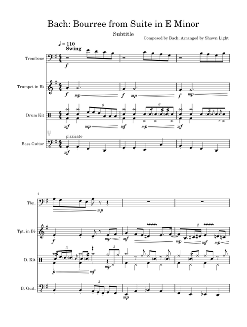 Bourée – Johann Sebastian Bach; Arranged by Shawn Light
