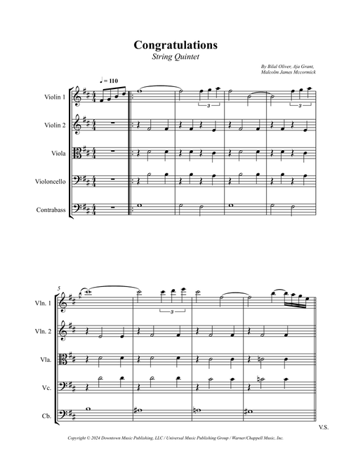 Congratulations (Arr. Wesley S. SIlva) - Aja Grant, Bilal Oliver, Malcolm James Mccormick (String Ensemble)