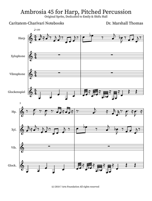 Ambrosia 45 for Harp, Pitched Percussion - Celebrity Chamber Players (Small Ensemble)