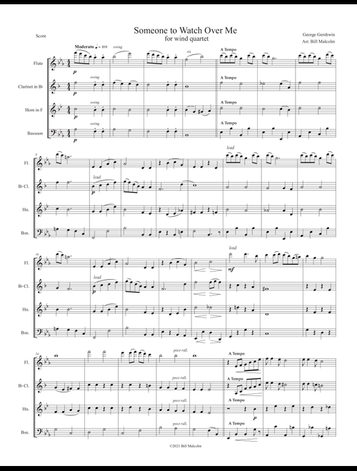 Someone To Watch Over Me (Arr. Bill Malcolm) - George Gershwin, Ira Gershwin (Large Ensemble)