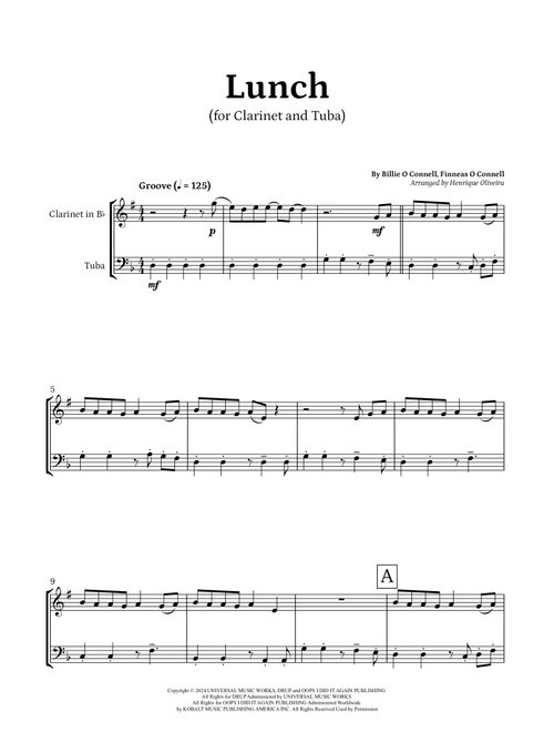 Lunch (Arr. Henrique Oliveira) - Billie Eilish (Instrumental Duet)