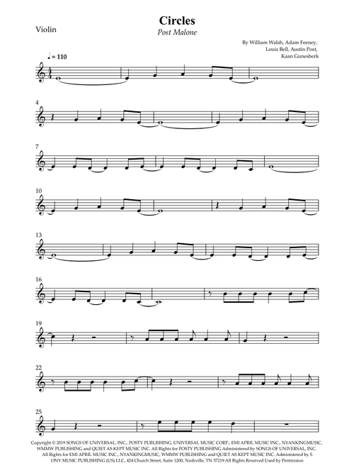 Circles (Arr. Wesley S. SIlva) - Post Malone (Violin Solo)