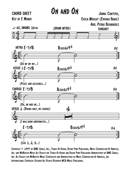 On And On (Arr. Pedro Bernardez) - Erykah Badu (Piano Chords-Lyrics)