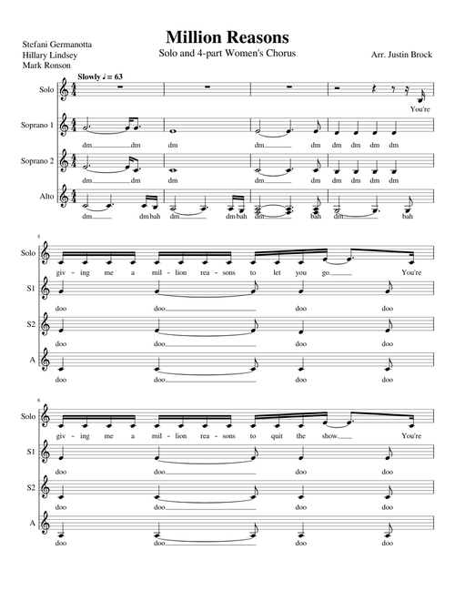 Million Reasons SSAA - Piano Track
