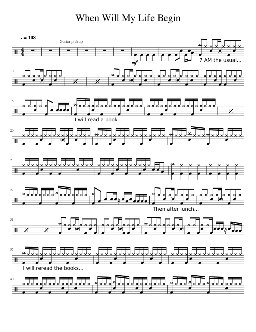 When will my life begin tangled - Alan Menken Sheet music for Drum 