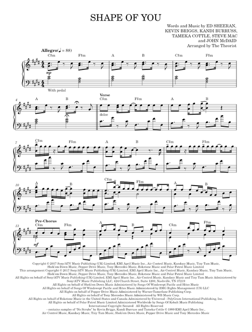 Shape Of You - Ed Sheeran (Piano Solo)