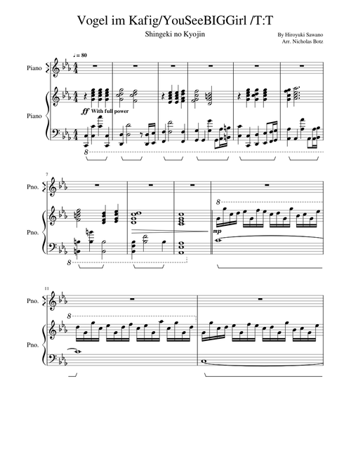 Vogel im Kafig/You See Big Girl/T:T (Piano & voice with lyrics)
