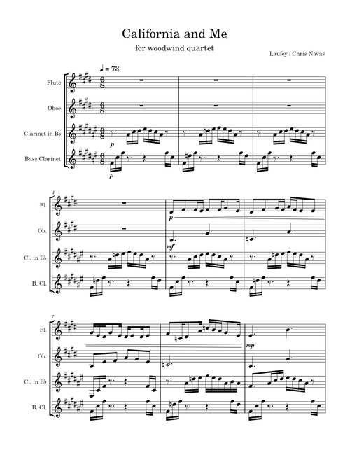 California and Me – Laufey (arrangement for woodwind quartet)