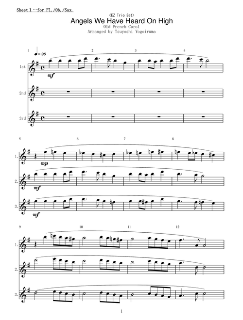 <EZ Trio Set> Angels We Have Heard On High (Arr. Tsuyoshi Yogoiruma) - (Old French Carol) (Large Ensemble)
