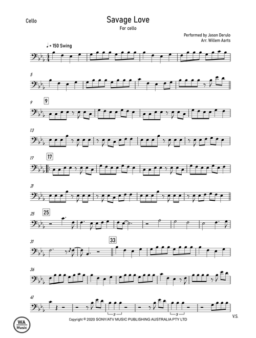 Savage Love (Arr. Willem Aarts) - Jason Derulo & Jawsh 685 (Cello Solo)