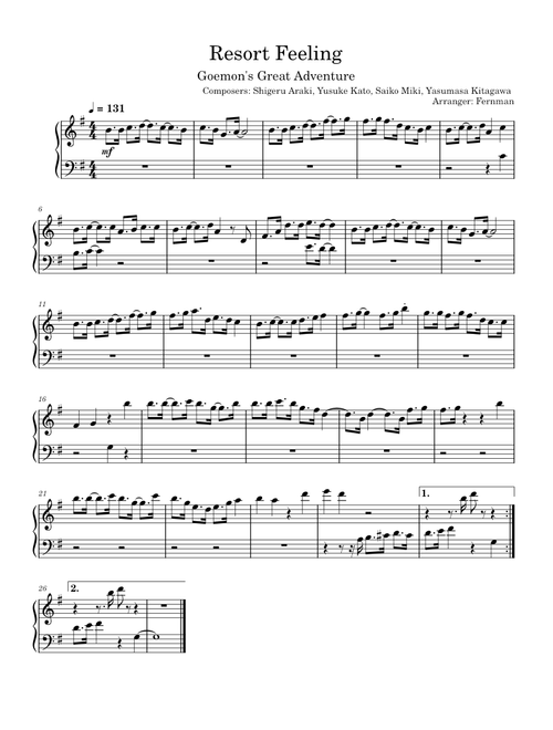 Goemon's Great Adventure / Mystical Nija sheet music by