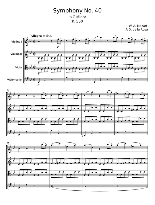 Symphony No. 40 - W. A. Mozart Arr By Paolo Civitillo