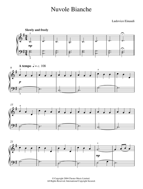 Nuvole Bianche (abridged) - Ludovico Einaudi (Educational Piano)