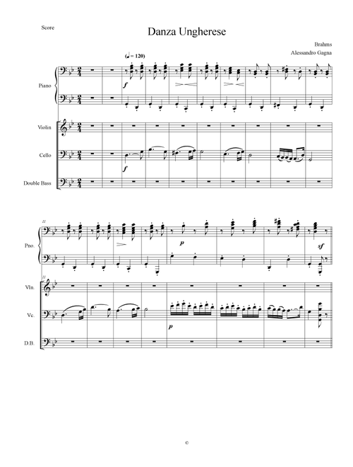 Hungarian Dance n. 5 (Arr. The Gift of Music) - Brahms (Instrumental Solo (with Piano Accompaniment))