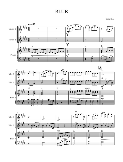 Blue – yung kai Violin Duet