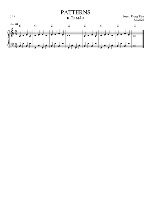 SHEET PIANO 1 PATTERNS KIỂU MẪU TRT