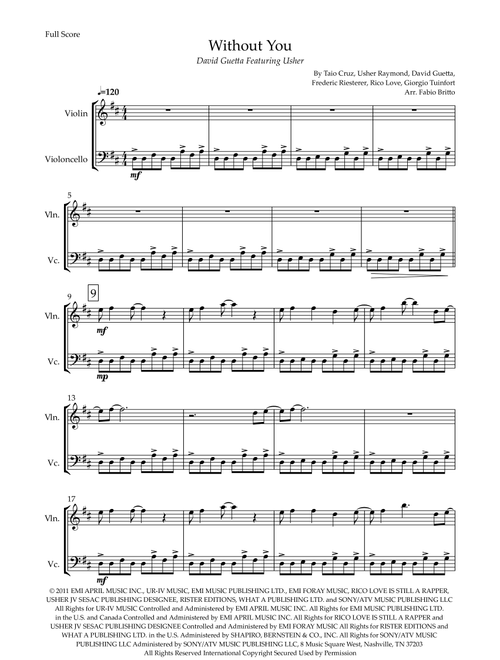 Without You (Arr. Fabio Britto) - David Guetta Featuring Usher (Instrumental Duet)