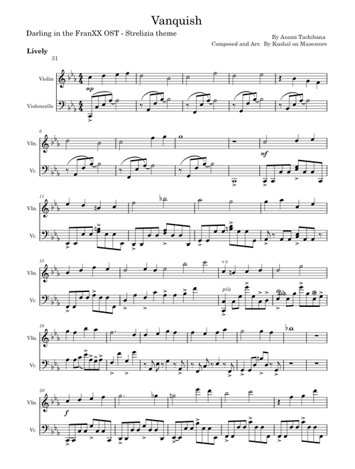 Vanquish - Darling In the Franxx OST(Violin)