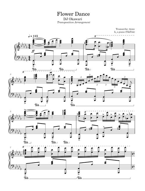 Flower Dance Transposition Arrangement by k_s.piano